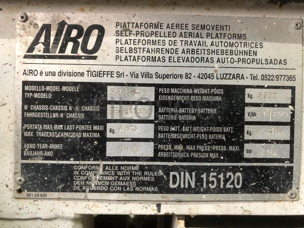 Plataforma Elevatória Airo SF 820