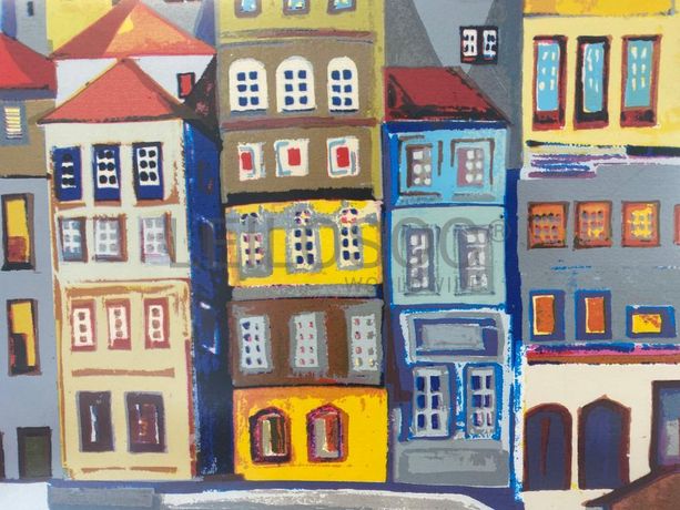 Serigrafia de Bravo da Mata - 'Aguarela da Ribeira'