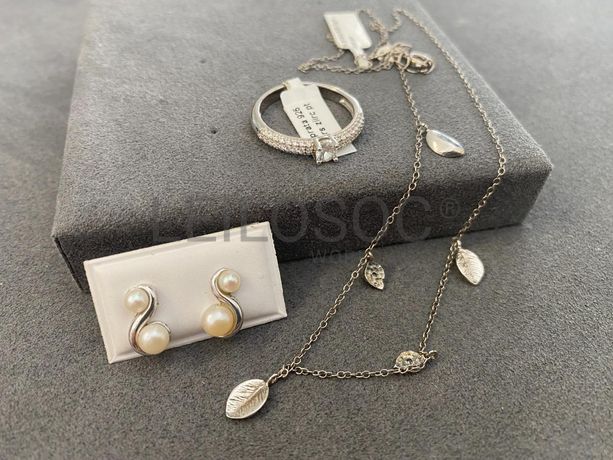 Par de brincos + Anel em prata + Colar em Prata