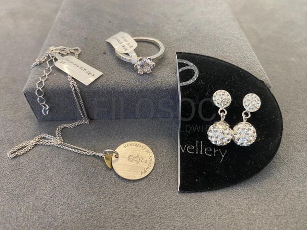 Par de brincos + Anel em prata + Colar em Prata