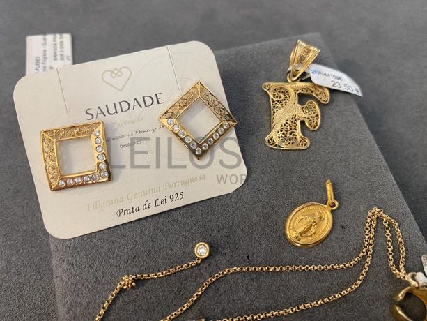 Par de Brincos em Filigrana e Piercing + Medalhas em Filigrana