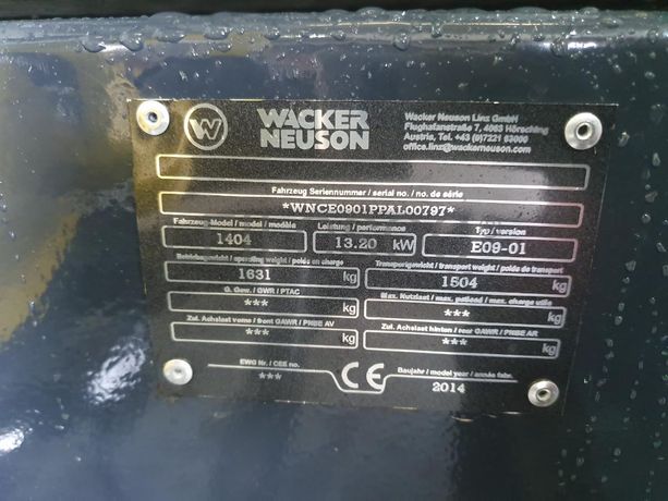 Mini Giratória Wacker Neusan 1404 · Ano 2014