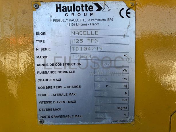 Plataforma Elevatória Haulotte HA 25 TPX · Ano 2007