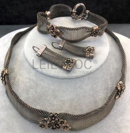 Brincos em prata e outros materiais + Pulseiras em prata e outros materiais + Colar